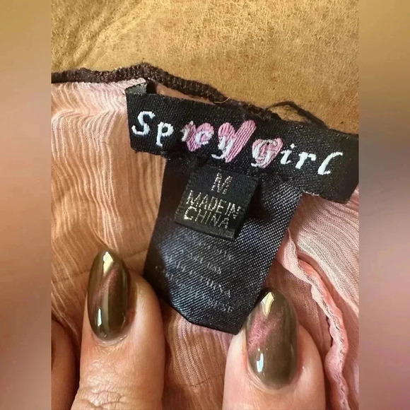 Vintage Spicy Girl Silk Tie Front Blouse Womens Size Medium Y2K - Picture 11 of 11